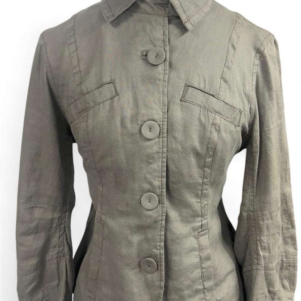 Calvin Klein Khaki Utility Jacket 100% linen